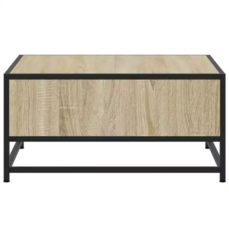 Table basse de rangement Clihome, table moderne carrée avec compartiment caché spacieux, finition mate