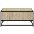 Table basse de rangement Clihome, table moderne carrée avec compartiment caché spacieux, finition mate
