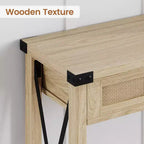 Console en rotin de 43 pouces, Table d'entrée avec 2 tiroirs de rangement et porte coulissante, Table de couloir, Table console de canapé pour salon