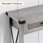 Console en rotin de 43 pouces, Table d'entrée avec 2 tiroirs de rangement et porte coulissante, Table de couloir, Table console de canapé pour salon