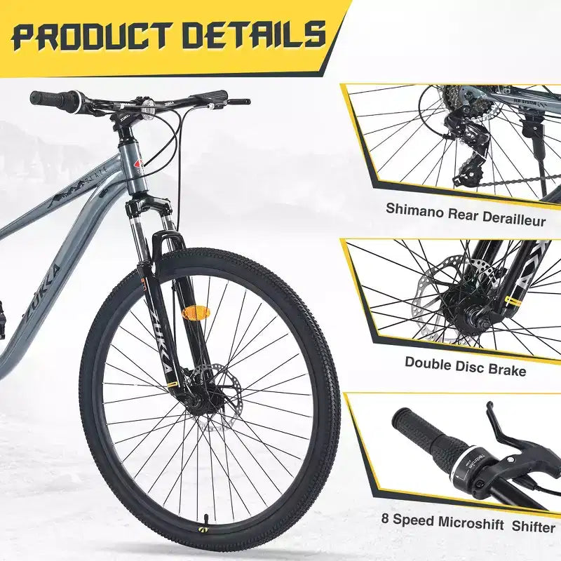 VTT Whisen 27.5 avec dérailleur arrière 8 vitesses, suspension avant, cadre en acier