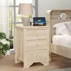 VINGLI Unfinished Solid Wood Nightstand for Color DIY, 18.54 W Nightstand with Charging Station