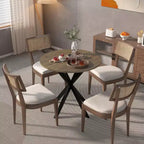 Table à manger ronde et moderne, table de cuisine et de salle à manger minimaliste avec pieds métalliques croisés, meubles pour la maison ou le bureau
