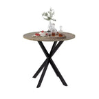Table à manger ronde et moderne, table de cuisine et de salle à manger minimaliste avec pieds métalliques croisés, meubles pour la maison ou le bureau