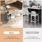 Îlot de cuisine Okak avec plan de travail pliable et étagère coulissante, îlot de cuisine sur roulettes avec porte-serviettes et tiroir pour la cuisine