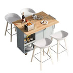 Îlot de cuisine Okak avec plan de travail pliable et étagère coulissante, îlot de cuisine sur roulettes avec porte-serviettes et tiroir pour la cuisine