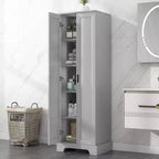 Bathroom Tall Cabinet, Freestanding Storage Cabinet with 2 Doors and 4 Storage Shelves, Free Standing Linen Tower for Kitchen