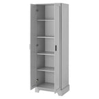 Meuble Colonne de Salle de Bain, Meuble de Rangement Autonome avec 2 Portes et 4 Étagères, Tour de Linge Autoportante pour Cuisine
