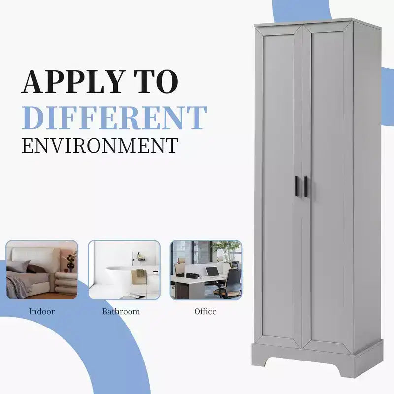 Meuble Colonne de Salle de Bain, Meuble de Rangement Autonome avec 2 Portes et 4 Étagères, Tour de Linge Autoportante pour Cuisine