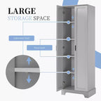 Meuble Colonne de Salle de Bain, Meuble de Rangement Autonome avec 2 Portes et 4 Étagères, Tour de Linge Autoportante pour Cuisine