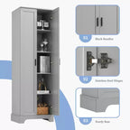 Meuble Colonne de Salle de Bain, Meuble de Rangement Autonome avec 2 Portes et 4 Étagères, Tour de Linge Autoportante pour Cuisine