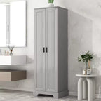 Meuble Colonne de Salle de Bain, Meuble de Rangement Autonome avec 2 Portes et 4 Étagères, Tour de Linge Autoportante pour Cuisine