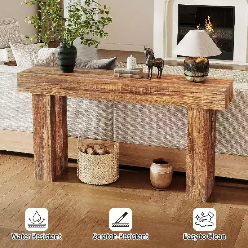 63 Table console de ferme longue, Table d'appoint industrielle, Table de canapé étroite pour entrée, Table de canapé derrière le canapé, Montage facile, pour couloir