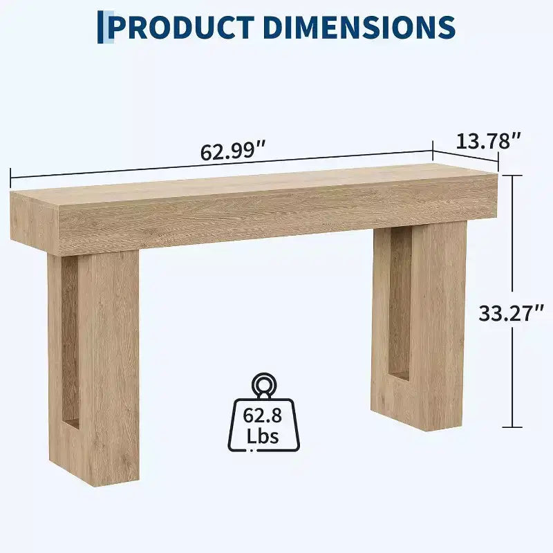 63 Table console de ferme longue, Table d'appoint industrielle, Table de canapé étroite pour entrée, Table de canapé derrière le canapé, Montage facile, pour couloir