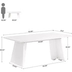 Table à manger rectangulaire Lantine pour 4 à 6 personnes, table de cuisine moderne de 160 cm avec plateau brillant et double pied robuste pour salle à manger, blanc