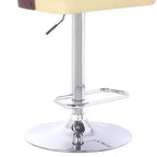 Tabouret de bar HomeStock Storm, finition chrome, bois de noyer et similicuir crème