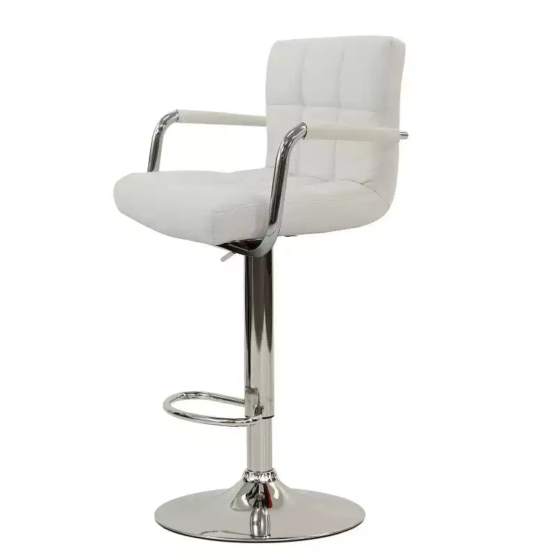HomeStock Faux Leather Bar Stools Set of 2 - Tufted Adjustable Gas Lift Swivel Stool