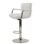 HomeStock Faux Leather Bar Stools Set of 2 - Tufted Adjustable Gas Lift Swivel Stool