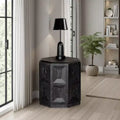 Royal Hampton Accent Side End Table, Black Rubberwood, Rectangular 20 Inch