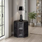 Royal Hampton Accent Side End Table, Black Rubberwood, Rectangular 20 Inch