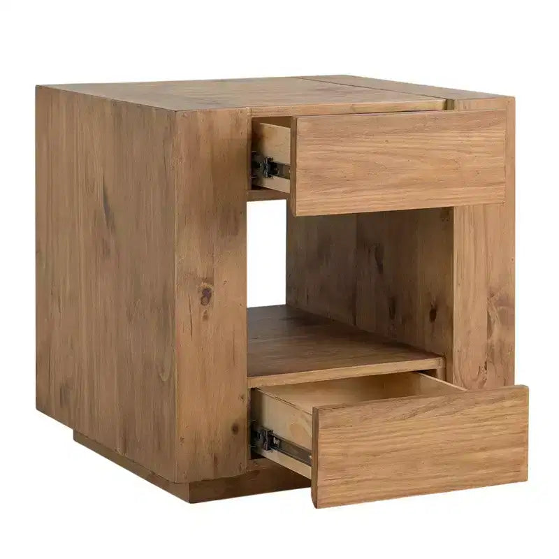 Table d'appoint Royal Hampton, 1 étagère intérieure, tiroirs, cadre en bois de chêne brun, 24 pouces
