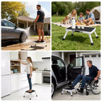 Tabouret pliant MAYEERTY, Pieds en caoutchouc antidérapants, Capacité de 150 kg, Tabouret en métal robuste