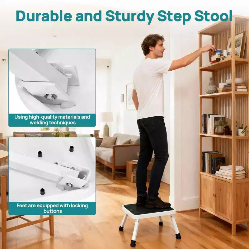 Tabouret pliant MAYEERTY, Pieds en caoutchouc antidérapants, Capacité de 150 kg, Tabouret en métal robuste