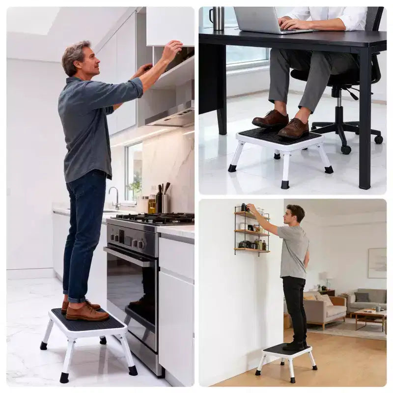 Tabouret pliant MAYEERTY, Pieds en caoutchouc antidérapants, Capacité de 150 kg, Tabouret en métal robuste