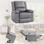 Fauteuil inclinable releveur surdimensionné, Fauteuil de massage en similicuir PU, Fauteuil inclinable réglable avec massage et chaleur, Fauteuil releveur électrique