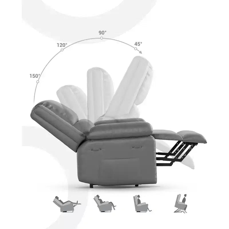 Fauteuil inclinable releveur surdimensionné, Fauteuil de massage en similicuir PU, Fauteuil inclinable réglable avec massage et chaleur, Fauteuil releveur électrique