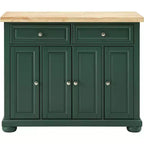 HomeStock Îlots de cuisine en bois de 91,4 cm de haut avec 3 portes et 3 étagères