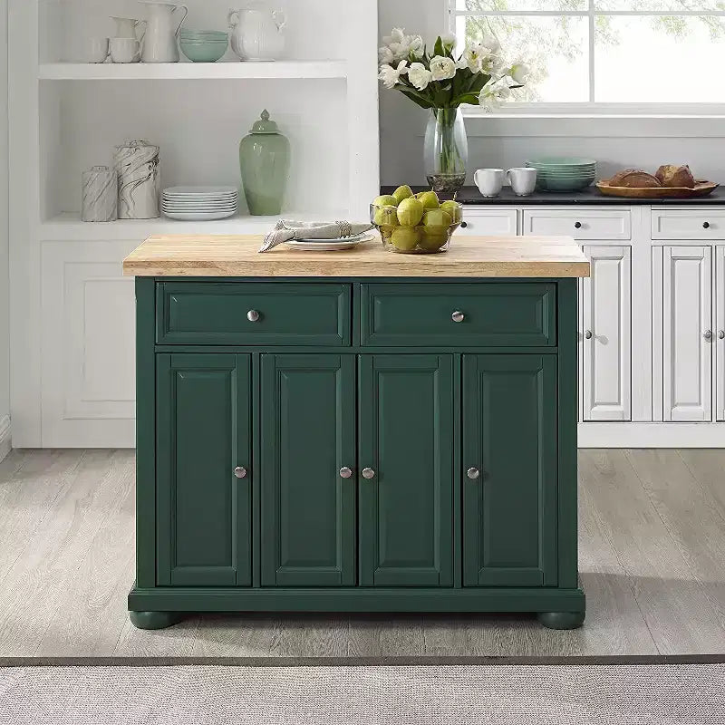 HomeStock Îlots de cuisine en bois de 91,4 cm de haut avec 3 portes et 3 étagères
