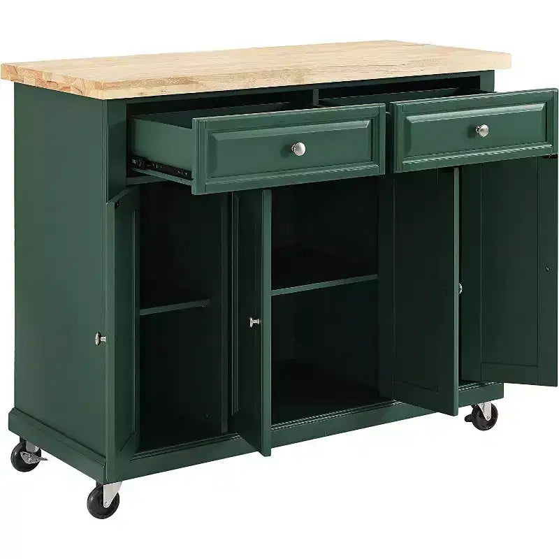 HomeStock Îlots de cuisine en bois de 91,4 cm de haut avec 3 portes et 3 étagères