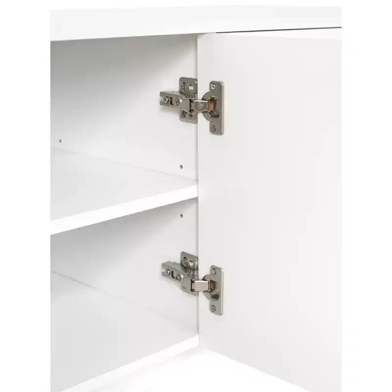 Meuble TV optimisé avec porte arquée pour téléviseurs jusqu'à 78'', meuble de divertissement moderne avec pieds en bois dur, console multimédia.
