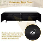 Meuble TV optimisé avec porte arquée pour téléviseurs jusqu'à 78'', meuble de divertissement moderne avec pieds en bois dur, console multimédia.