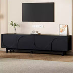 Optimized TV Stand with Arch Door for TVs Up to 78'', Modern Entertainment Center with Hard Wood Legs, Media Console