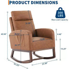 Fauteuil à bascule pour chambre d'enfant, fauteuil planeur avec dossier haut et pochette latérale, fauteuil à bascule d'appoint avec pieds en bois de caoutchouc pour salon/chambre à coucher