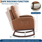 Fauteuil à bascule pour chambre d'enfant, fauteuil planeur avec dossier haut et pochette latérale, fauteuil à bascule d'appoint avec pieds en bois de caoutchouc pour salon/chambre à coucher
