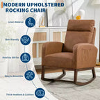 Fauteuil à bascule pour chambre d'enfant, fauteuil planeur avec dossier haut et pochette latérale, fauteuil à bascule d'appoint avec pieds en bois de caoutchouc pour salon/chambre à coucher