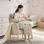 Fauteuil à bascule pour chambre d'enfant, fauteuil planeur avec dossier haut et pochette latérale, fauteuil à bascule d'appoint avec pieds en bois de caoutchouc pour salon/chambre à coucher