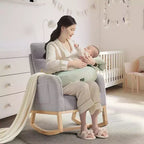 Fauteuil à bascule pour chambre d'enfant, fauteuil planeur avec dossier haut et pochette latérale, fauteuil à bascule d'appoint avec pieds en bois de caoutchouc pour salon/chambre à coucher