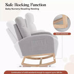 Fauteuil à bascule pour chambre d'enfant, fauteuil planeur avec dossier haut et pochette latérale, fauteuil à bascule d'appoint avec pieds en bois de caoutchouc pour salon/chambre à coucher