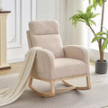 Rocking Chair Nursery,Glider Chair Nursery Chair with High Back and Side Pocket, Rocking Accent Armchair with Rubber Wood Legs for Living Room/Bedroom