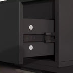 Meuble TV extensible noir Famapy avec lumières LED 7 couleurs contrôlables par téléphone, 2 armoires, 2 tiroirs, console multimédia de salon avec rangement réglable