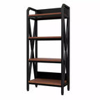 Homy Casa Étagère décorative à 4 niveaux en acier et bois de 65 cm, étagère de rangement industrielle moderne pour salon, bureau et cuisine, marron rustique