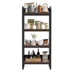 Homy Casa Étagère décorative à 4 niveaux en acier et bois de 65 cm, étagère de rangement industrielle moderne pour salon, bureau et cuisine, marron rustique