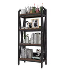 Homy Casa Étagère décorative à 4 niveaux en acier et bois de 65 cm, étagère de rangement industrielle moderne pour salon, bureau et cuisine, marron rustique