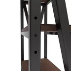 Homy Casa Étagère décorative à 4 niveaux en acier et bois de 65 cm, étagère de rangement industrielle moderne pour salon, bureau et cuisine, marron rustique