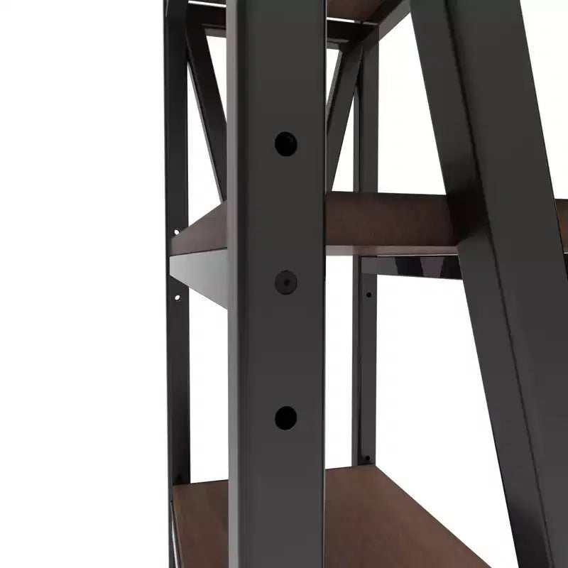 Homy Casa Étagère décorative à 4 niveaux en acier et bois de 65 cm, étagère de rangement industrielle moderne pour salon, bureau et cuisine, marron rustique