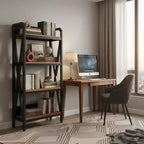 Homy Casa Étagère décorative à 4 niveaux en acier et bois de 65 cm, étagère de rangement industrielle moderne pour salon, bureau et cuisine, marron rustique